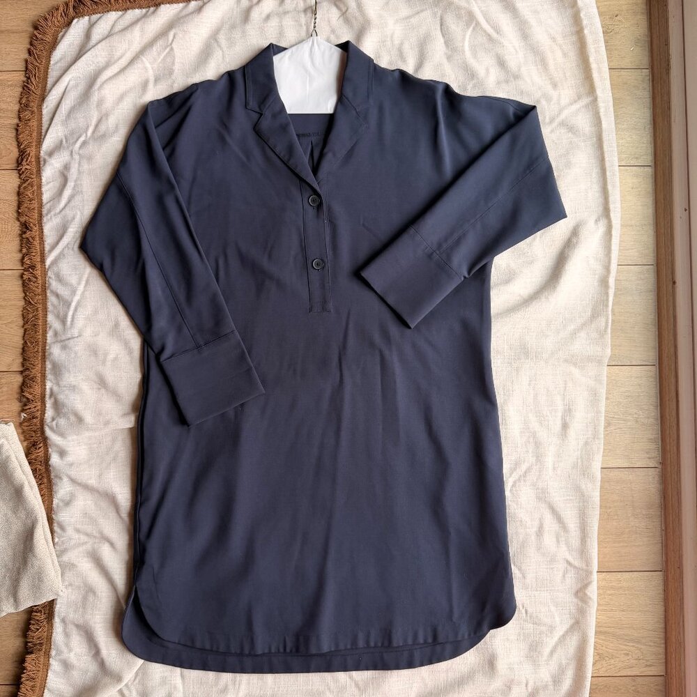 [New] Everlane Navy Minimal Long Sleeve Shirt Dress – Oversized Chic